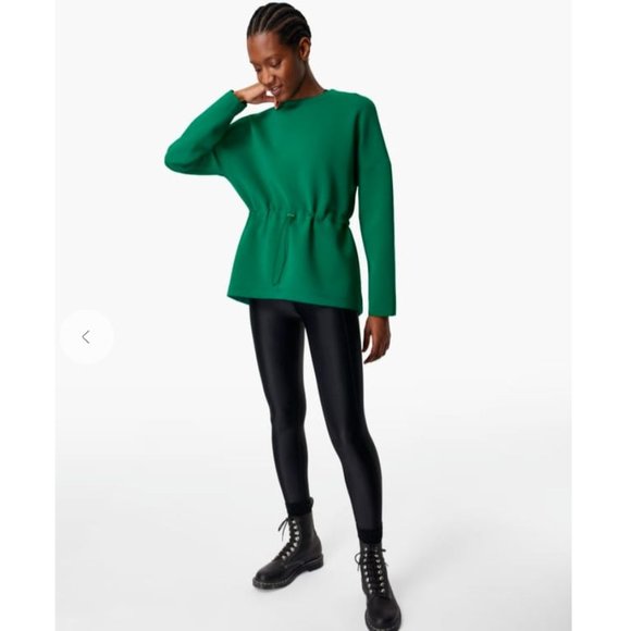 Sweaty Betty Emerald Green Scuba Fabric Drawstring Waist Sweatshirt XS - Picture 2 of 11